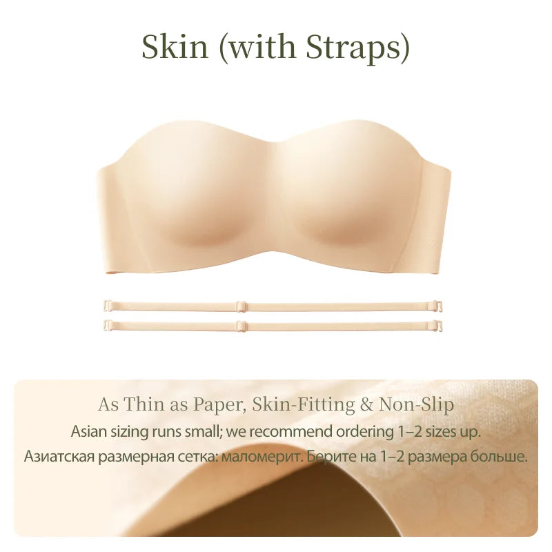 SUJIIN Summer Invisible Strapless Bras for Women Seamless Wireless Push Up Bra Lady Tube Top Supportive Bralettes Woman MX388