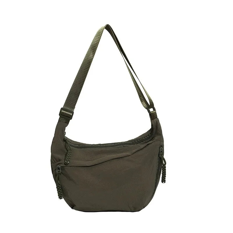 Solid color trendy shoulder bag, personalized multifunctional canvas bag, daily minimalist dumpling bag