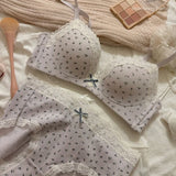 Teenage Sexy Lace Floral Bra Set Comfortable Non-steel Ring Beauty Back Small Breasts Gathered up Support Anti-Sagging Bra Set