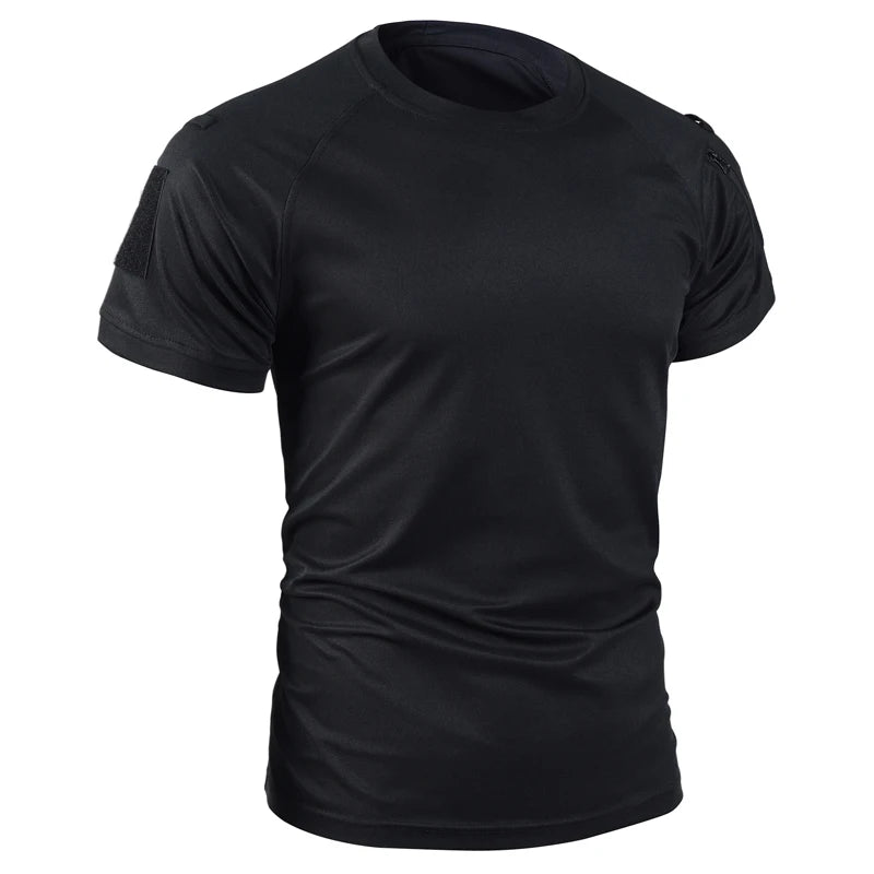 Men Summer Quick Dry Breathable Elastic Military Tactical Shirts Pullerover Hiking Camping Tops Climbing Tees Sports Gym T-shirt