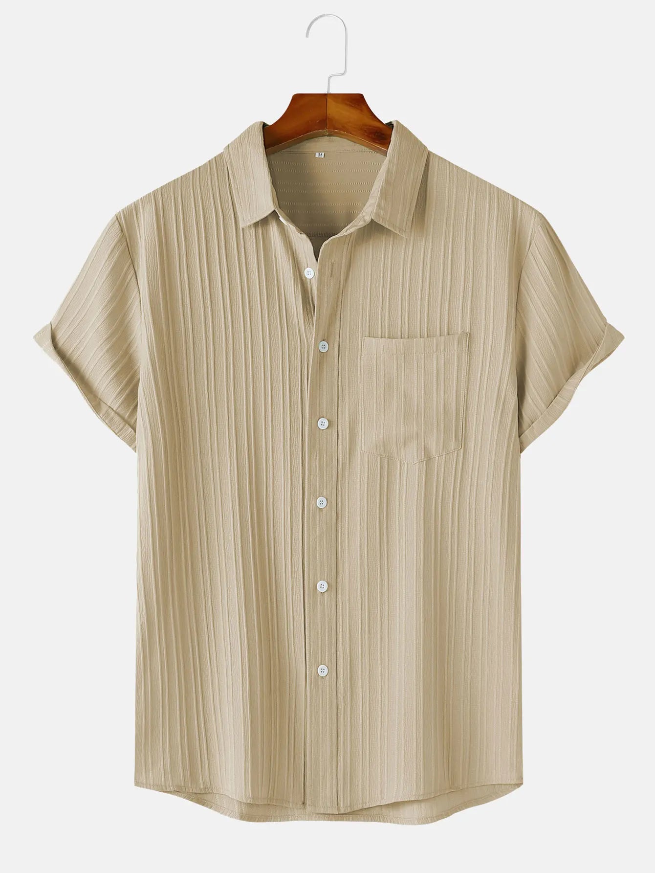Men's  Comfortable Shirt Summer Beach Men's Shirt   Men's Short Sleeve Shirts  Solid Color Casual Short Sleeve Shirt