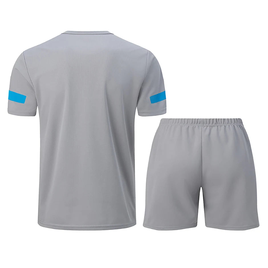 2 Pcs Men's Mesh Breathable Quick-drying Sports Suit Loose Plus Size Running Fitness Mountaineering Casual Short-sleeved Shorts