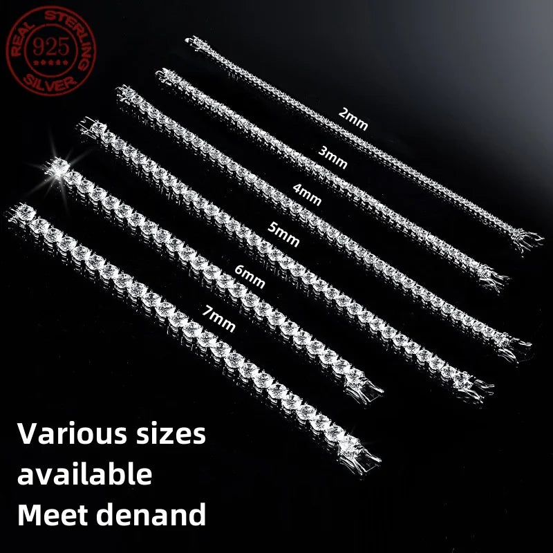 New Fashion Real S925 Sterling Silver Plated 18K Gold 5A Grade Zircon Black Tennis Bracelet for Men and Women Fashion Jewelry