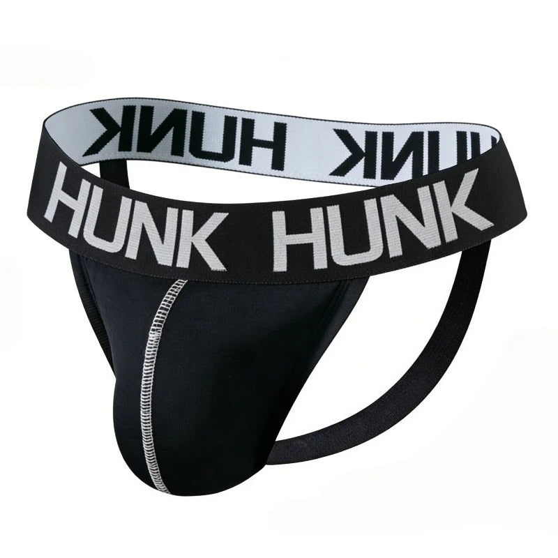 Men's HUNK Athletic Jockstrap Performance Jock Thong Moisture-Wicking Breathable Low-Rise Training Underwear Backless G-String