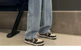 Thiened Fce Dstring Jeans Women's Winter New Sle Warm Straight Leg Loose Wide Leg High Waist Jeans Cotton Stretch D...