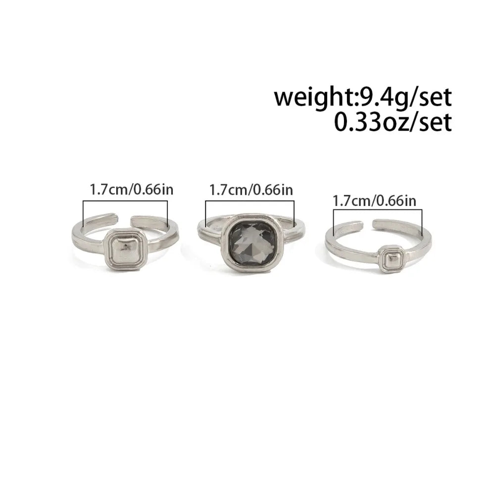 Minimalist Acrylic Rhinestone Open Ring for Women Korean Fashion Geometry Adjustable Knuckle Ring Party Jewelry Lady Gifts