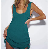 20 Colors Backless Lace Up Crochet Knitted Tunic Beach Cover Up Cover-ups Beach Dress Beach Wear Beachwear Female Women V5479