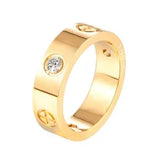 Personality Round Beads Ring Band Small Clear Crystal Zircon Waterproof Stainless Steel Rings Simple Granular Fine Jewelry