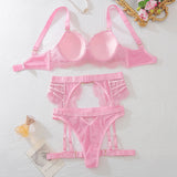Pure desire hollow out three piece set, complex craftsmanship embroidery hollow out gathering fun set