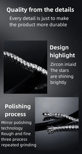New Fashion Real S925 Sterling Silver Plated 18K Gold 5A Grade Zircon Black Tennis Bracelet for Men and Women Fashion Jewelry
