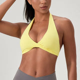 YOGA Naked Feeling Strappy Padded Sports Bras for Women - Fitness Workout Top Criss Cross Back Yoga sports Bras No steel ring