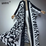 WINYI Africa Bohemia Print Kimonos Loose Dresses for Woman Cardigans Beach Outfits Kaftan Beach Cover Up Evening Dress Maxi Coat
