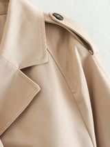 2024 Belt Cropped Trench Spring Jacket Women Vintage Streetwear Double Breasted Long Sleeve Top Female Coat Outfits