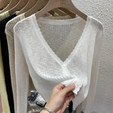 Summer Short Ice Silk Knitted Sun Protection Cardigan Women's Thin Suspender Skirt Layered Gauze Jacket Air-conditioned Cover Up