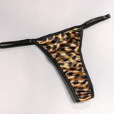 Sexy Wild Leopard Printed Lace Patchwork Lingerie Set Women Comfortable Three Piece Bra and Panty Set Female Exotic Apparel Suit