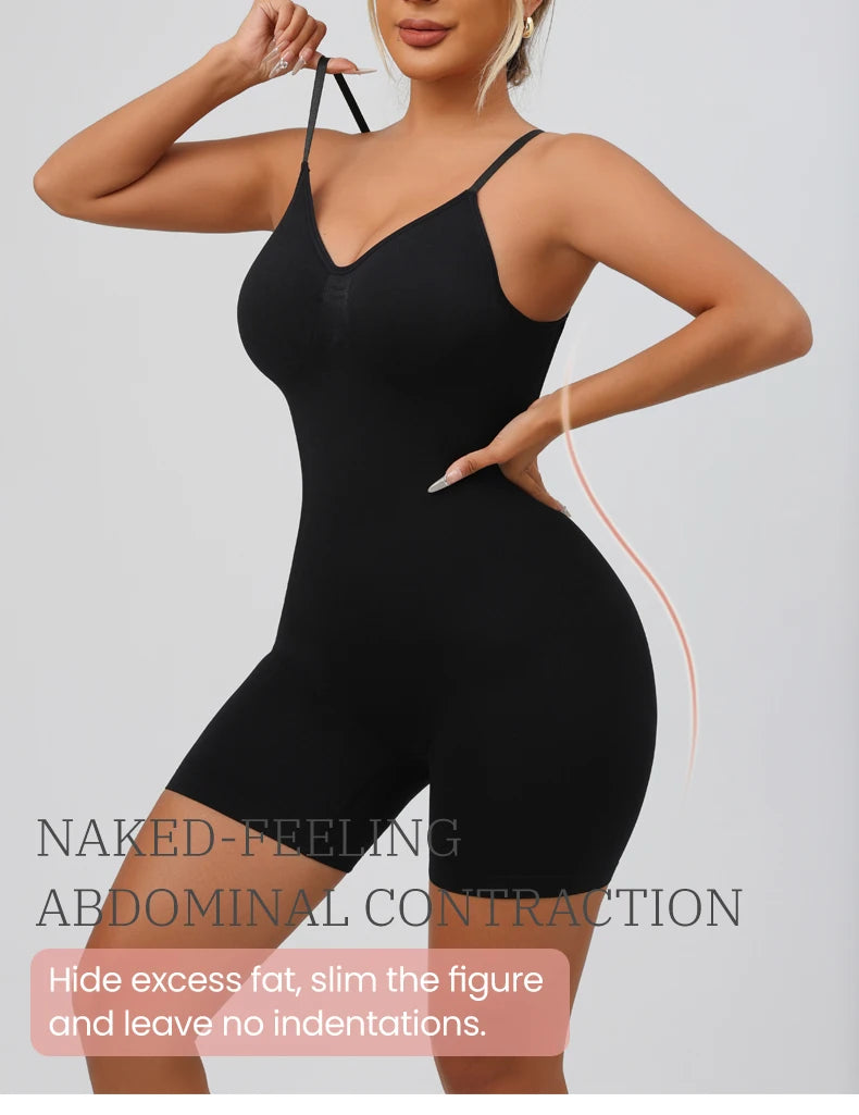Flarixa Women's Low Back Seamless Bodysuit Tummy Control Hip Lifter Full Body Shaper Backless Shapewear Jumpsuit Slim Corset