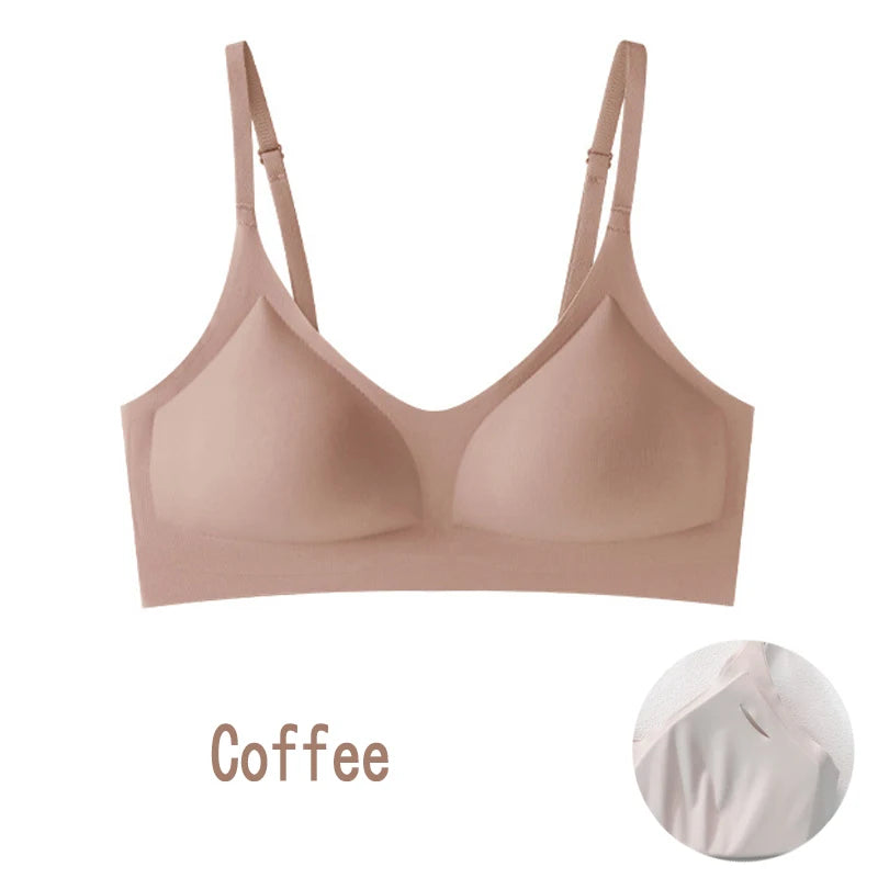 Women's bra, seamless underwear, large breasts, small breasts, gathering, thin semi-fixed cup, beautiful back bra, sexy
