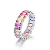 ALLNOEL Rainbow Band Ring for Woman Pure 925 Sterling Sliver 5A Zircon Eternity Fine Jewelry Colorful Engagement Birthday Gifts