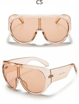 INS Popular Oversized Pilot Sunglasses Women Fashion Luxury Big Frame One Piece Gradient Sunglasses Retro Classic Thick Shades