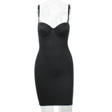 Slimming Full Length Shapewear Slips Nude Straight Tube Dress Body Shaper Women Skinny Under Dresses Underwire Cup Black