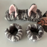 Cute Cat Ears Headband And Wristbands Plush Headband Washing Face Hairbands Suitable For Women And Men Home Casual Headwear