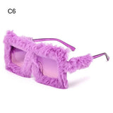 Y2K Oversized Plush Sunglasses Style Soft Fluffy Winter Shades Party Christmas Halloween Cosplay Novelty Glasses for Women