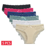 5 PCS/SET New Arrival Low Rise Ladies Sexy Lace Panty Underpants Panties For Women Lingerie Cotton Briefs