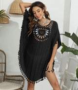 CROCHET BIKINI-Sexy Monochrome Bikini Cover Up Dress, Fashion Swimwear, Sun-resistant, Colorfast