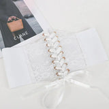 Fashion Women Waist Corset Flower Embroidery Elastic Waistband Black White Red Pink Wide Lace Slimming Body Belts Cummerbunds