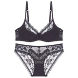 Summer Sexy Lace Embroidery Women Lingerie Set French Thin Cup Push Up Bra Comfort Breathable Underwear Ladies Bra Briefs Set