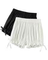 Women Lace Short Panties Imitation Silk Ruffle Bloomers Anti Exposure Safety Pants Lolita Satin Knickers Shorts Dress Pettipant
