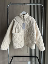 Women's Polyester Padded Jacket 2026New Arrival Vintage Lenzing Rayon High Collar Large Pocket Decorative Quilted Coat for Women