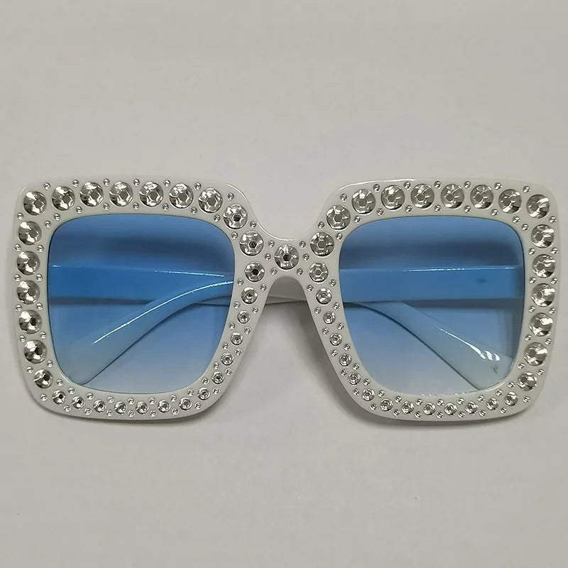 Diamond Oversized Sunglasses Big Square Frame Sunglasses UV400 Crystal Eyewear Retro Rhinestone Frames Eyeglasses