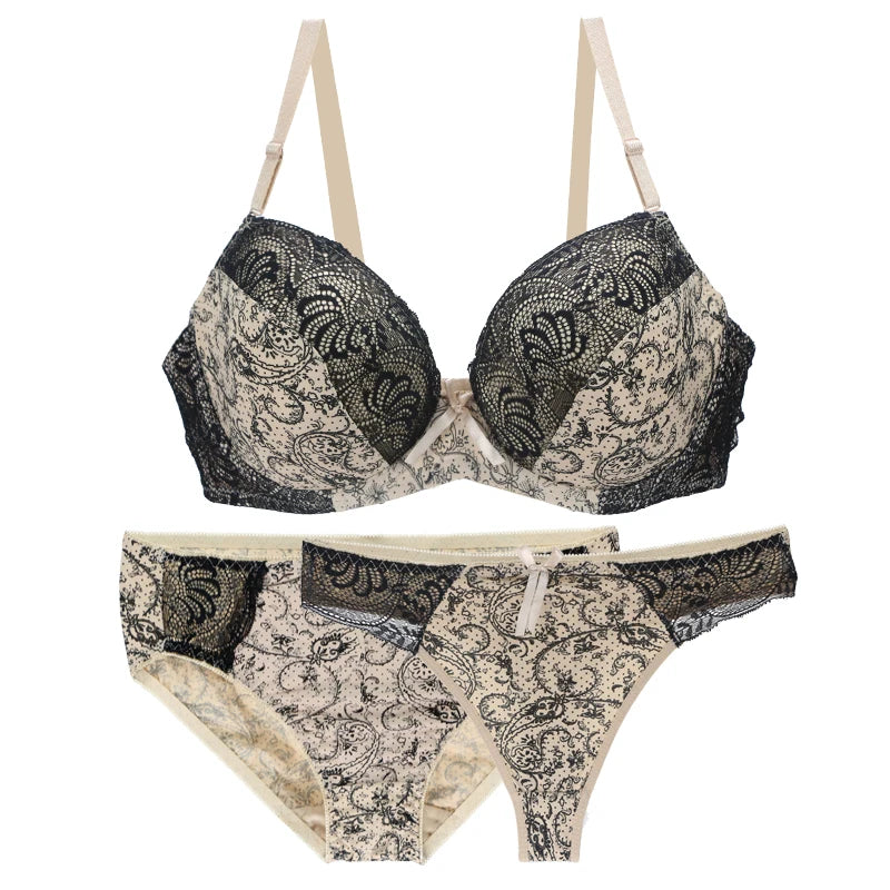 Nouvell Seamless Push Up Bra Sets For Women 3 Piece Underwear Transparent BCDEF Cup Beige Black Blue Purple Red White Lingerie