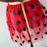 Children's mesh dress half skirt with big black dots, bee or ladybug dress, holiday carnival mini skirt