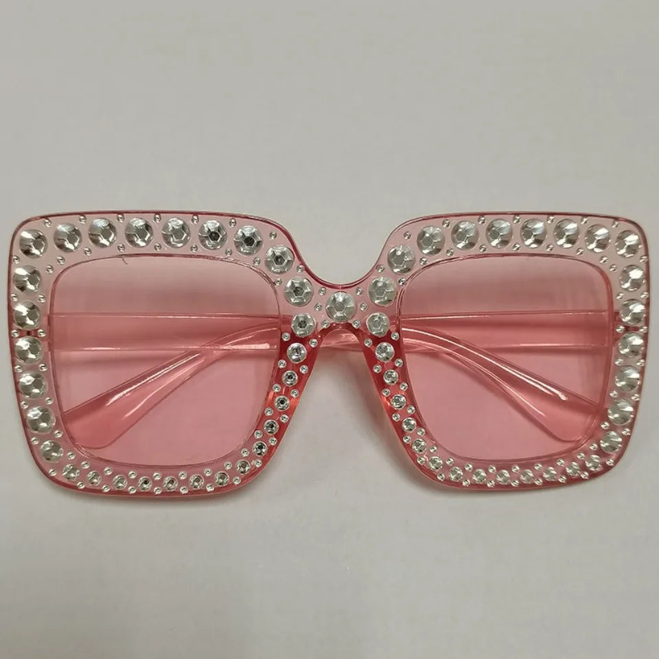 Diamond Oversized Sunglasses Big Square Frame Sunglasses UV400 Crystal Eyewear Retro Rhinestone Frames Eyeglasses