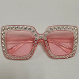 Diamond Oversized Sunglasses Big Square Frame Sunglasses UV400 Crystal Eyewear Retro Rhinestone Frames Eyeglasses