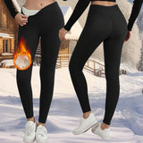 Autumn Winter Warm Fleece Women Leggings Velvet Thicken High Waist Tights Elastic Slim Solid Color Leggings Prevent Cold Tights