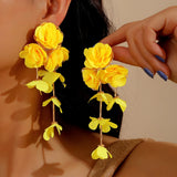 Chiffon flower multi-layer earrings, summer beach vacation style exaggerated earrings design, light luxury, niche
