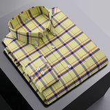 New In Shirt Oversize Long-Sleeve 100%Cotton Shirts for Men Slim Fit Formal Plain Shirt Plaid Casual Tops Designer Black Clothes