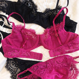 Sexy Underwear Set for Women Ultra-thin Bra Set French Lace Breathable Bralette Female Silk Comfort Bras and Thong Lingerie