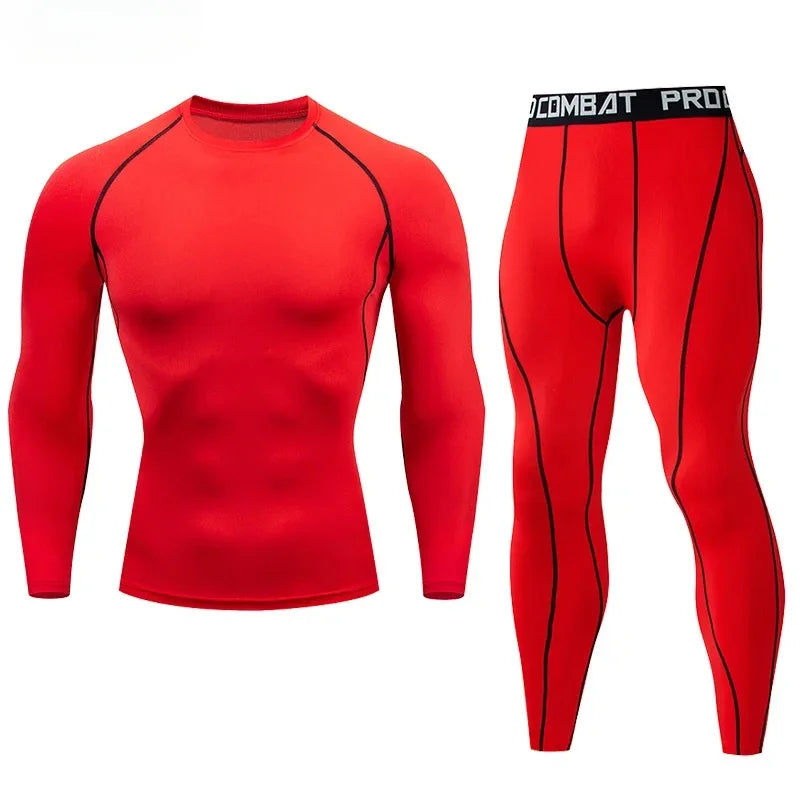 2pcs Men's Compression Sportswear Suit Elastic Training Yoga Sets Workout Jogging Fitness Clothing Tracksuit Pants Sporting