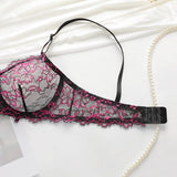 Sexy Lace Underwire Push Up Lingerie Contour Bra And Panty Sets For Women Gathering Chest Underwear Embroidery Bralette Set