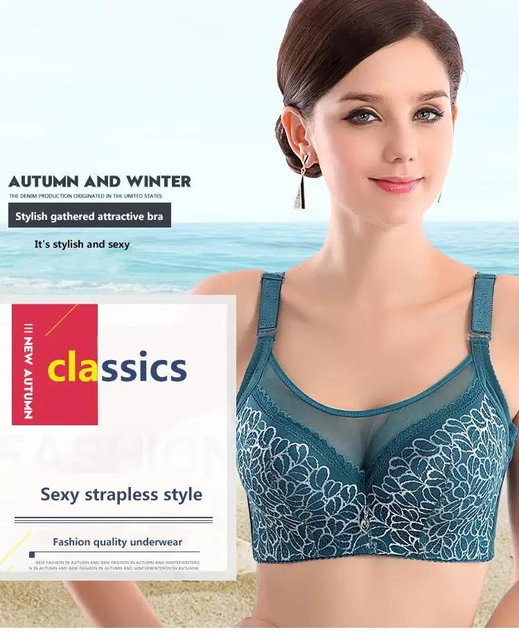 Thin Cup Push Up Bra Mesh Lace Bras For Women Plus Size Underwear Brassiere Elegant Pattern Lingerie
