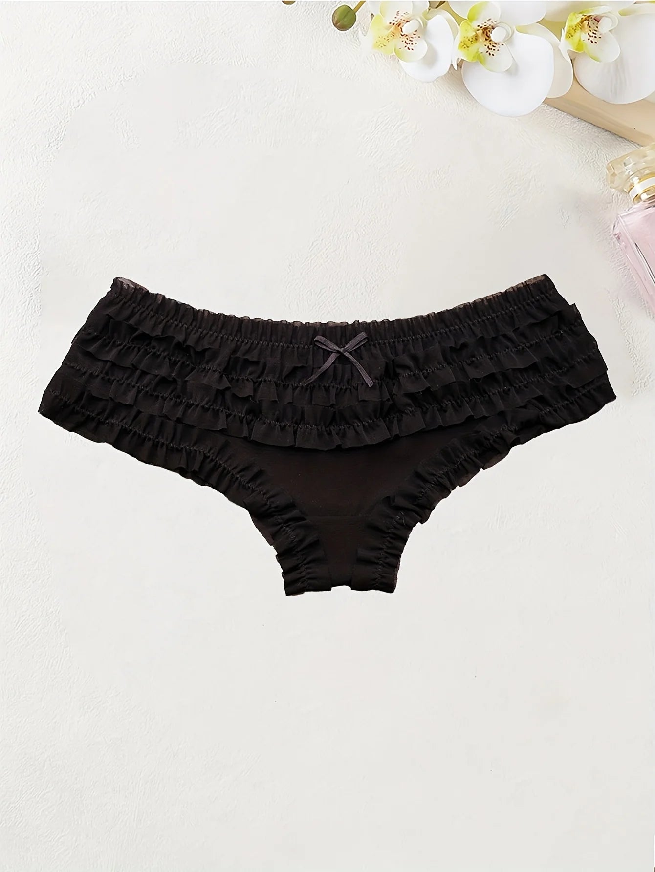 4PCS Cute dot small floral patterns  sweet knitted fabric with lace stitching  Women's low waist brief  Seamless  breathable  fa