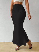 Women Solid Slim Fishtail Skirt Spring Summer New In Elegant Fashion High Waist Fold Skirts Lady Causal Street Short Dress Sexy