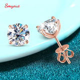 Smyoue 0.2-3CT Rose Gold Color Moissanite Stud Earrings for Women Sparkling Classic Wedding Lab Diamond Earring Pure 925 Silver