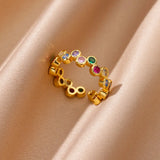 Zircon Geometric Heart Rings For Women Stainless Steel Gold Color Wedding Ring Luxury Aesthetic Jewlery Couple Gift 2025