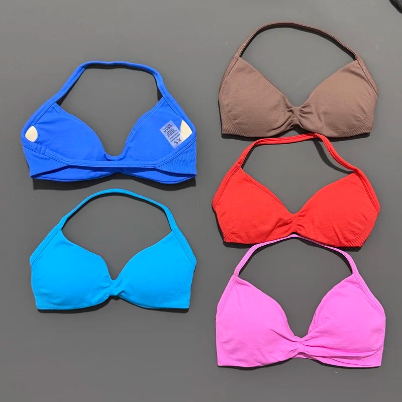 HISTELLO Impact Strappy Bra Women Seamless Gym Underwear High Support Halter Sexy Sports Clothing Push-up Yoga Workout Tank Top