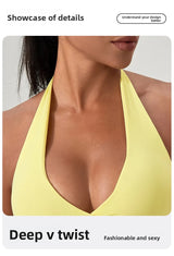 YOGA Naked Feeling Strappy Padded Sports Bras for Women - Fitness Workout Top Criss Cross Back Yoga sports Bras No steel ring